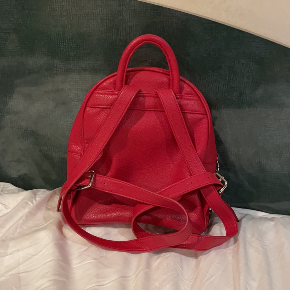 Red And Silver Pleather Backpack - image 3